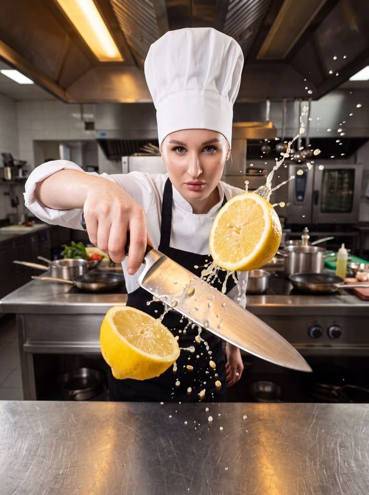 Chef presenting a competition dish in a professional culinary setting