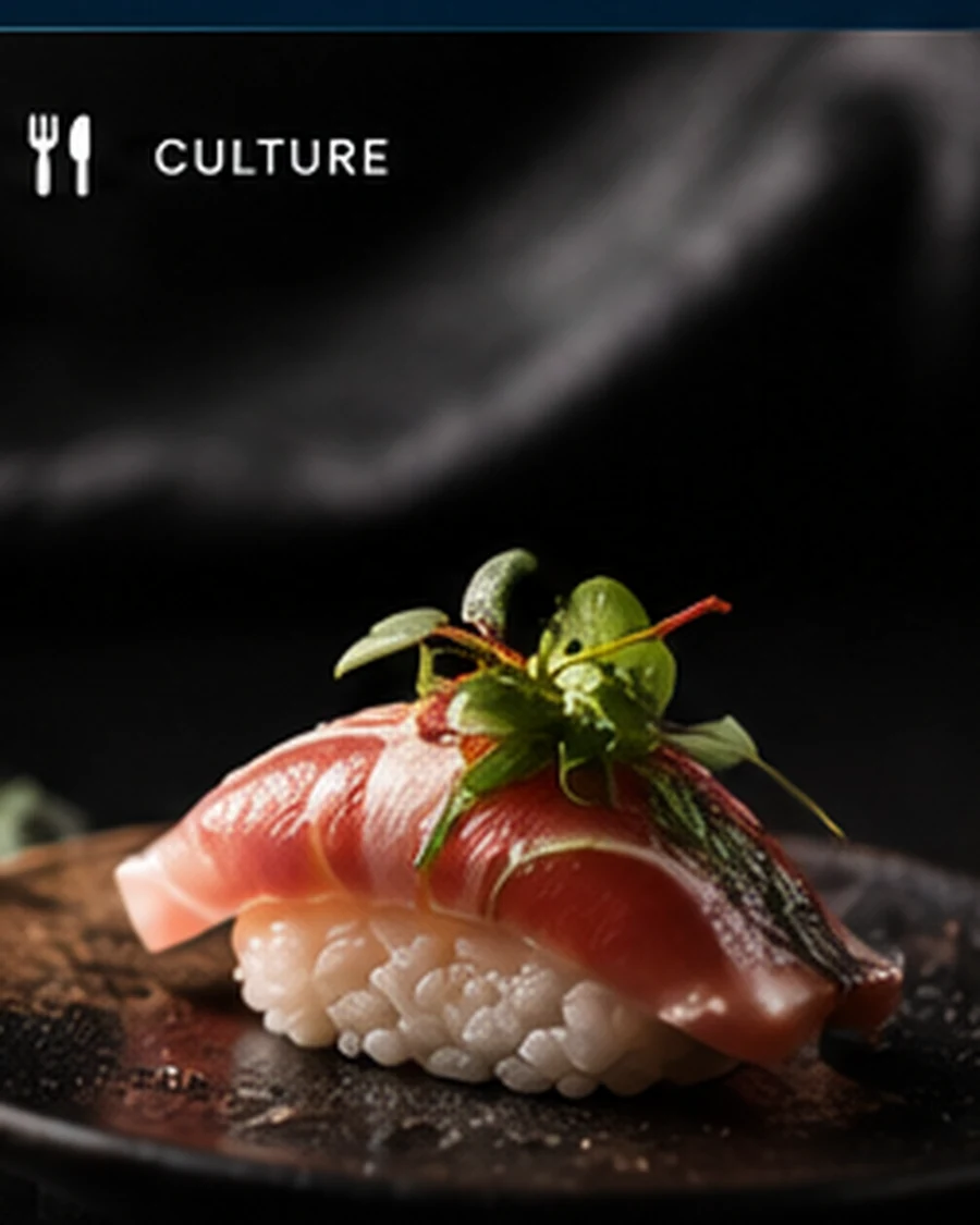 Refined Japanese culinary presentation representing tradition and innovation
